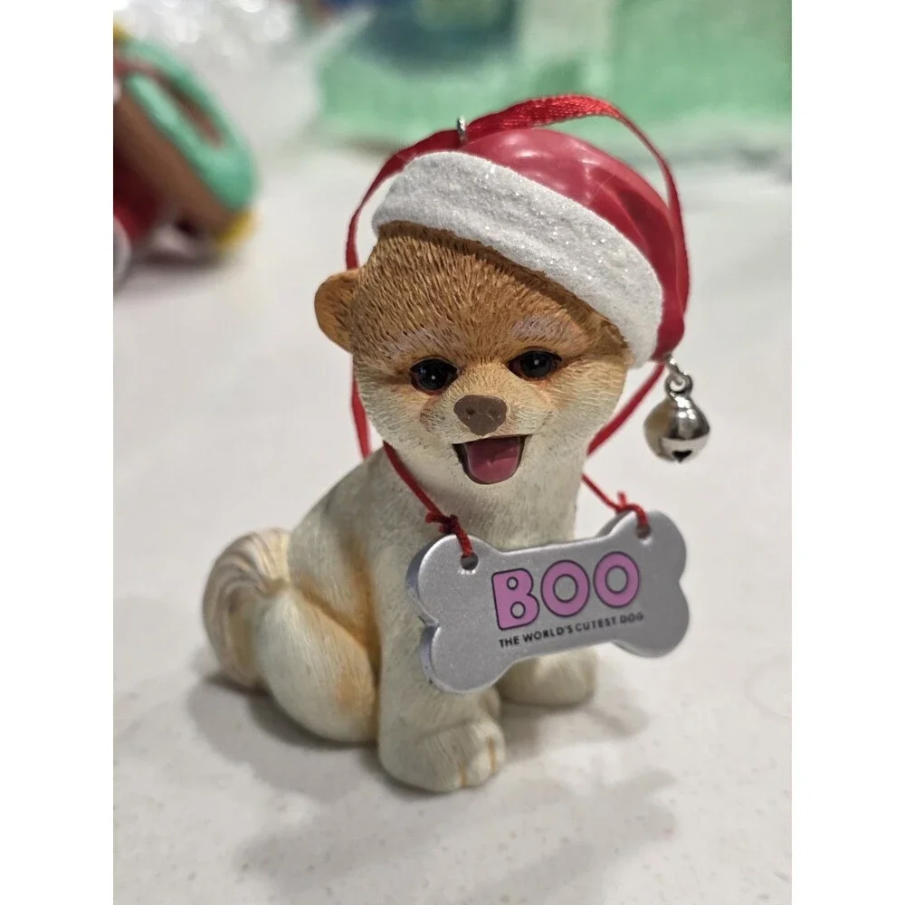 Cute Dog BOO Christmas Ornament with name plate